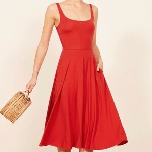 Reformation Red Midi Dress